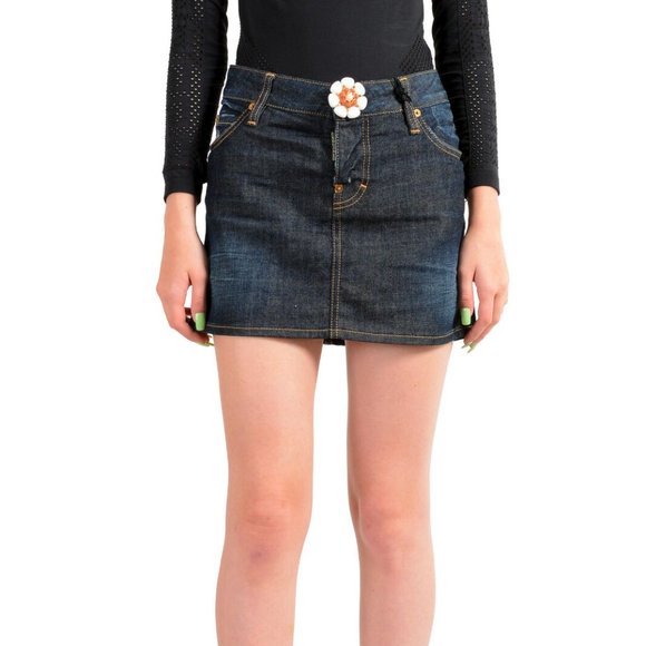 Dsquared2 Women's Dark Blue Denim Mini Skirt